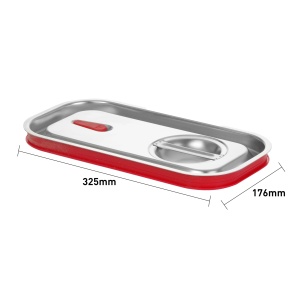 Capac Hendi Gastronorm GN13 din otel inoxidabil cu margine din silicon si valva de vid 325x176 mm - Img 2