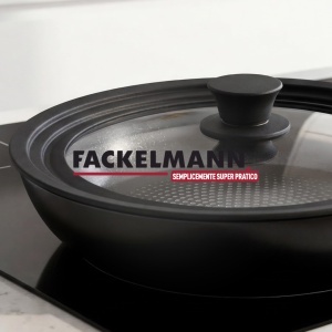 Capac Universala din Sticla Fackelmann 242628 cm, Cu Margina de Silicon Negru - Img 8