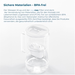 Carafa cu filtru Wessper AquaMax, 3 L, sticla, compatibila cu filtre Brita - Img 4