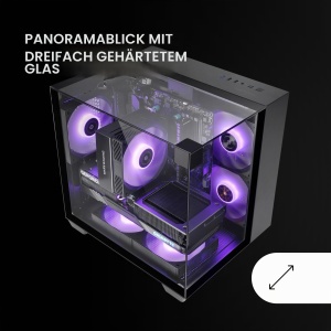 Carcasa Gaming Mars Gaming MC-VISIONM, MicroATX, 3 Geamuri, Negru - Img 2
