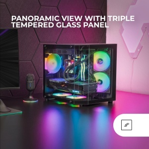 Carcasa Gaming MicroATX Mars Gaming MC-3TLITE, Sticla Temperata, Negru - Img 2