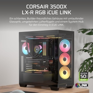Carcasa PC Corsair 3500X LX-R RGB, Mid-Tower, 3 ventilatoare RGB, Negru - Img 2