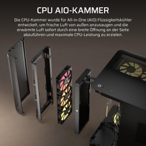 Carcasa PC CORSAIR AIR 5400 RS-R ARGB, 3 camere, neagra - Img 5