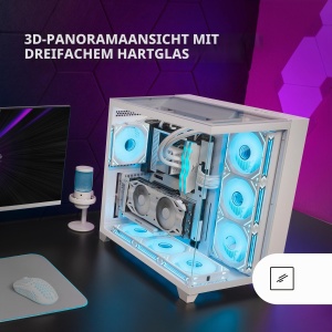 Carcasa PC Mid-Tower Mars Gaming MC-3C, 3D Panoramica, Alb - Img 2
