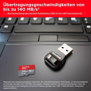Card microSD SanDisk Ultra 128GB, viteza citire 140MBs, adaptor inclus - Img 3