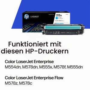 Cartus toner original HP 212A (W2121A) cyan pentru LaserJet Enterprise M554, M555, M578 - Img 2