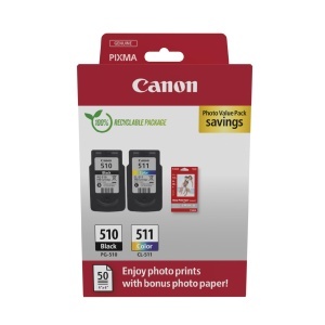 Cartuse Canon PG-510CL-511 Set Negru Color si 50 Coli Hartie Foto 10x15cm