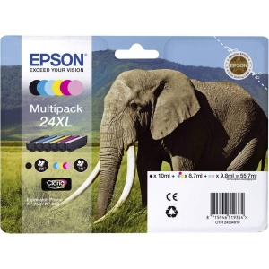Cartuse de cerneala Epson 24XL Elephant, 6 culori, capacitate mare, compatibile cu XP-750, XP-850