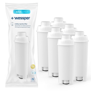 Cartuse de filtrare a apei Wessper Aqua Lunga compatibile cu aparatul de cafea automat Delonghi DLSC002, SER3017 si 5513292811 - ECAM, ESAM, ETAM, SECAM - Pachet de 6