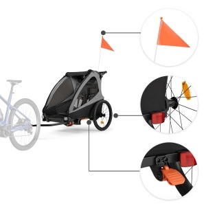 Carucior 2-in-1 Kinderkraft NAVA pentru 2 copii, roti umflate, gri - Img 6