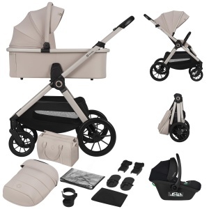 Carucior 3 in 1 Lionelo Layla, cu scaun auto i-Size, pana la 22 kg, cu roti PU
