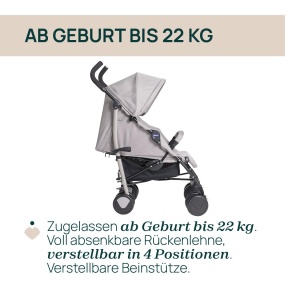 Carucior Chicco Echo Lite, pentru copii de la nastere pana la 22 kg, cu spatar reglabil, bej - Img 4