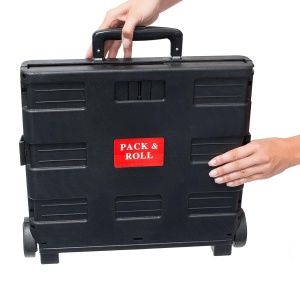 Carucior de cumparaturi Relaxdays, pliabil, capacitate 35 kg, negru - Img 8
