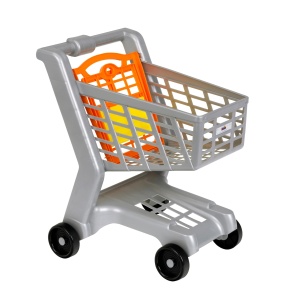 Carucior de cumparaturi Theo Klein cu loc pentru papusi, 42 cm