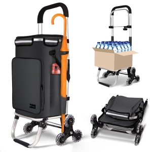 Carucior de cumparaturi VOUNOT cu 6 roti, capacitate 40 kg, impermeabil, negru