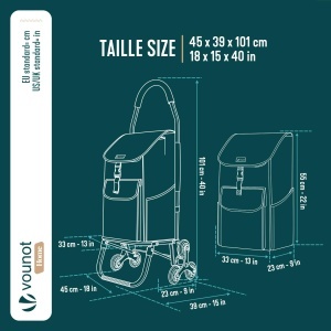 Carucior de cumparaturi VOUNOT cu 6 roti, capacitate 58L, aluminiu, negru - Img 3