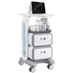 Carucior de laborator VEVOR FY-1T2C, 50 kg, 2 sertare, alb