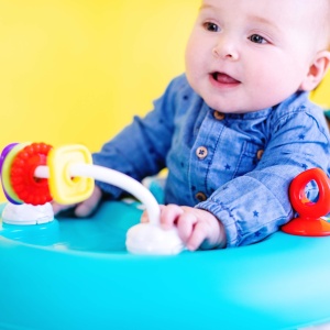 Carucior de mers Bright Starts Giggling Safari, verdealbastru, 3 inaltimi, cu spatar inalt - Img 2