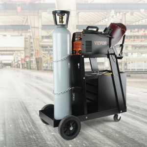 Carucior de sudura VEVOR 2 rafturi cu 4 sertare Sudare mobila Max. 100-120kg Carucior pentru masini de sudura cu suport pentru 2 butelii de gaz Ideal pentru sudare manuala Sudare cu gaz protejat Sudare cu arc de argon - Img 8