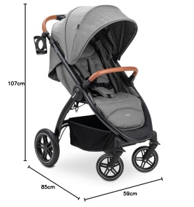 Carucior Hauck Uptown Melange Grey, pentru orice teren, cu roti din cauciuc, 36 cm latime - Img 9