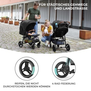 Carucior Kinderkraft GRANDE PLUS, 0-22 kg, 4 roti cu suspensie, gri - Img 5