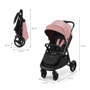 Carucior Kinderkraft RINE, capacitate 22 kg, pliabil, cu protectie UV, roz - Img 8