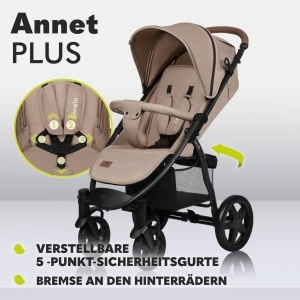 Carucior Lionelo Annet Plus pentru copii pana la 22 kg, cu spatar reglabil si accesorii - Img 4