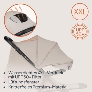 Carucior LIONELO IVA pentru copii 0-4 ani, 22 kg, cu roti PU si copertina XXL - Img 6