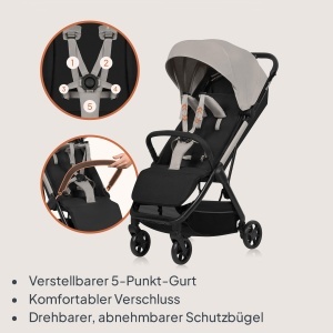 Carucior Lionelo Julie Air, 22 kg, 7.5 kg, pliabil, cu protectie UV - Img 7