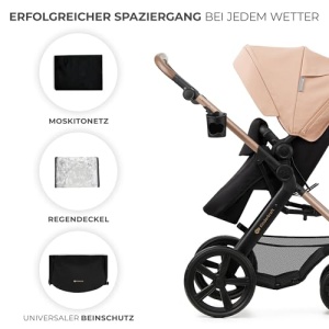 Carucior multifunctional Kinderkraft MOOV 2 3-in-1 pana la 22 kg roti EVA Beige - Img 13