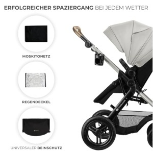 Carucior multifunctional Kinderkraft MOOV 2 XL AIR 3 in 1 Gri roti mari gonflabile - Img 15