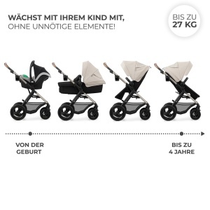 Carucior Multifunctional Kinderkraft MOOV2 AIR 4 in 1, Capacitate 22 kg, Culoare Gri - Img 4