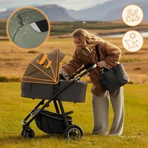 Carucior multifunctional Lionelo Amber Plus 2-in-1 pentru copii 0-4 ani roti 360deg spatar reglabil accesorii incluse - Img 11