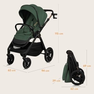 Carucior multifunctional Lionelo Layla 2 in 1 0-48 luni suspensie completa roti PU pivotante XXL UPF 50 - Img 11