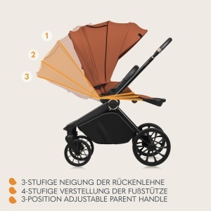 Carucior multifunctional Lionelo Mika Plus 3-in-1 0-48 luni 22 kg amortizare roti 360deg XXL-verdeac UPF 50 - Img 8