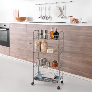 Carucior multifunctional Metaltex Ascona, culoare gri, 41 x 23 x 84 cm - Img 5