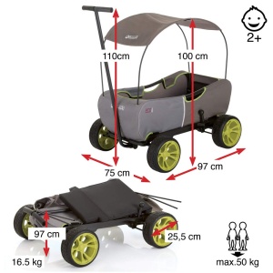 Carucior pentru copii hauck Eco Mobil, 2 locuri, 50 kg, cu umbra, pliabil - Img 3