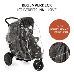 Carucior pentru copii hauck Freerider Black, pentru 2 copii, compact, cu functie de culcare - Img 9