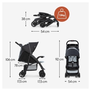 Carucior pentru copii hauck Shopper Neo II, Negru-Gri, cu pozitie de culcare, 22 kg - Img 2