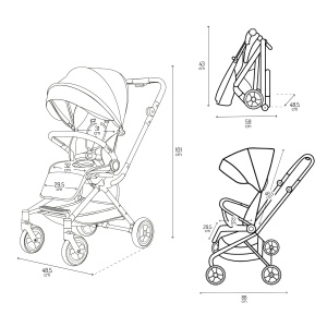 Carucior pentru copii MoMi ADELLE, culoare aurie, rotire 360, greutate maxima 22 kg - Img 8