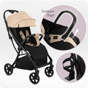 Carucior pentru copii MoMi PAOLA, 22 kg, sistem de pliere automata, 5 puncte de siguranta - Img 4