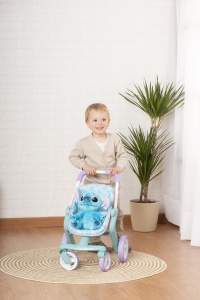 Carucior pentru papusi Smoby Stitch cu figurina de plus 25 cm, ergonomic, albastru-turcoaz - Img 4