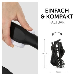 Carucior pliabil hauck Travel N Care, usoar, negru, 22 kg - Img 6