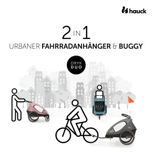 Carucior si bicicleta pentru copii hauck Dryk Duo 2in1, 2 locuri, gri - Img 6