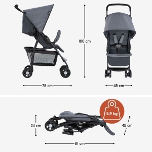 Carucior sport hauck Federleichter, 5.9 kg, compact, gri - Img 5