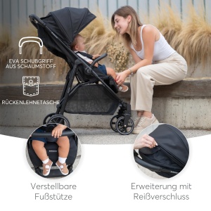 Carucior sport KikkaBoo Alexa usor compact pliabil cu o mana pana la 22 kg gri inchis - Img 4