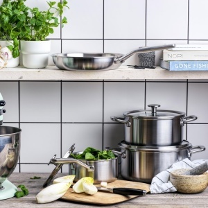 Caserola din inox KitchenAid MultiPly 24 cm, 4.9 L, cu capac din sticla - Img 5