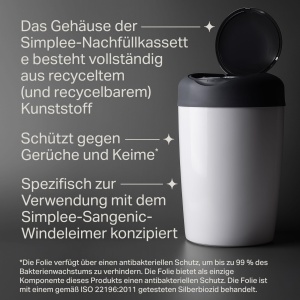 Casete de reumplere Tommee Tippee pentru galeti de scutece Simplee Sangenic, protectie antibacteriana, pachet de 6 - Img 4