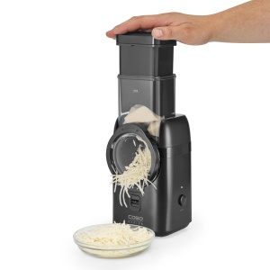 CASO MultiSlicer, razatoare electrica 5 in 1, razatoare si gratar de fructe, legume, branza si multe altele, 5 insertii, oprire de siguranta, functionare cu o singura atingere, compact si puternic 80 de wati - Img 4