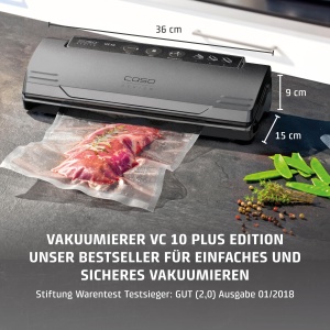Caso VC 10 Plus Edition - include set mare de accesorii, cordon de sudura de 30 cm, rezistenta variabila la vid, pompa de vid 9 L/min, gri, argintiu, 1 pachet - Img 3